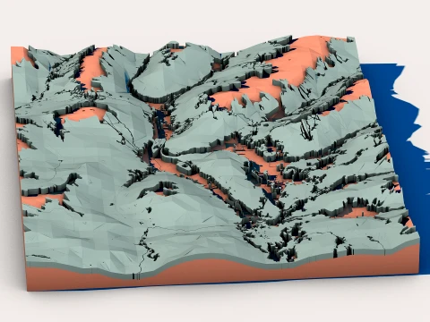 Stylized Low Poly Valley Landscape 3D Model