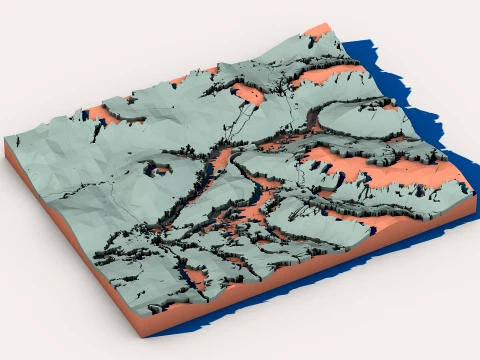 Stylized Low Poly Valley Landscape 3D Model