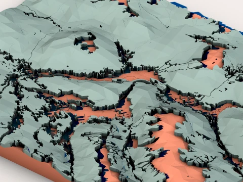 Stylized Low Poly Valley Landscape 3D Model