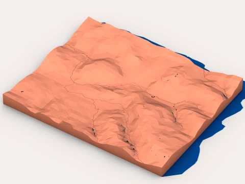 Stylized Low Poly Valley Landscape 3D Model
