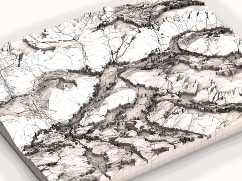 Stylized Low Poly Valley Landscape 3D Model