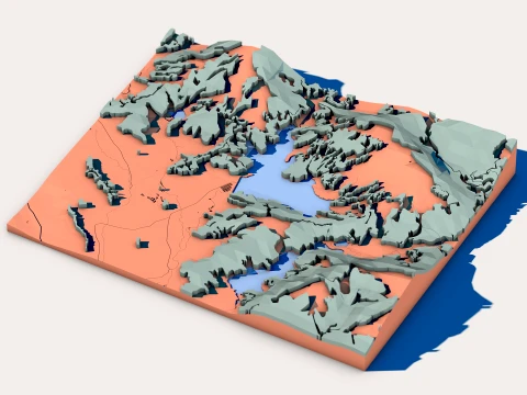 Tuile de paysage abstraite Low Poly Modèle 3D