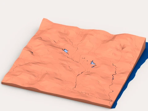 Low Poly Fantasy Landscape Terrain 3D Model
