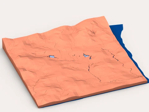 Low Poly Fantasy Landscape Terrain 3D Model