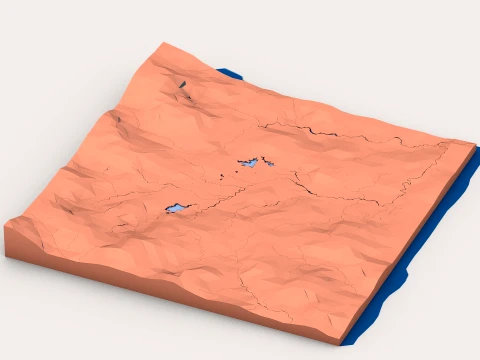 Low Poly Fantasy Landscape Terrain 3D Model