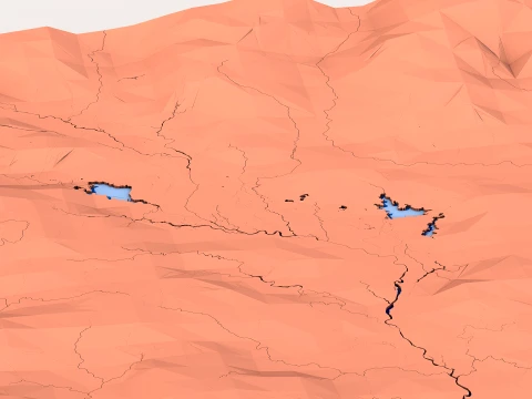 Low Poly Fantasy Landscape Terrain 3D Model