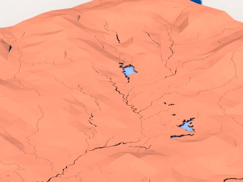Low Poly Fantasy Landscape Terrain 3D Model
