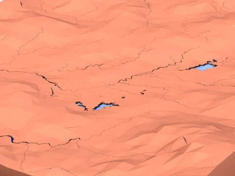 Low Poly Fantasy Landscape Terrain 3D Model