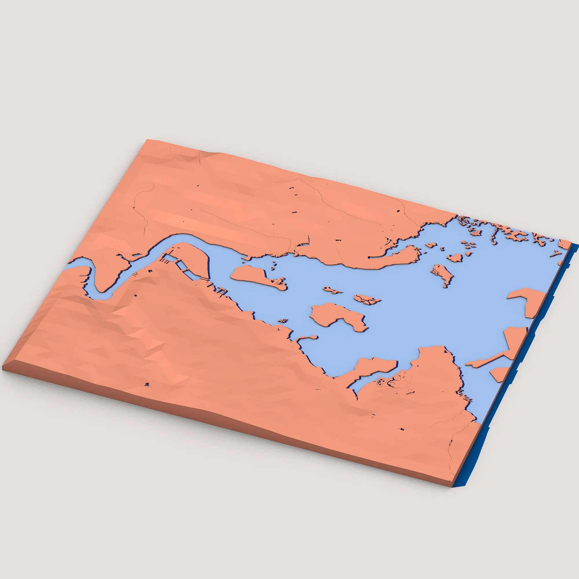 Low Poly Landscape Block 3D Model .c4d .max .obj .3ds .fbx .stl .blend 