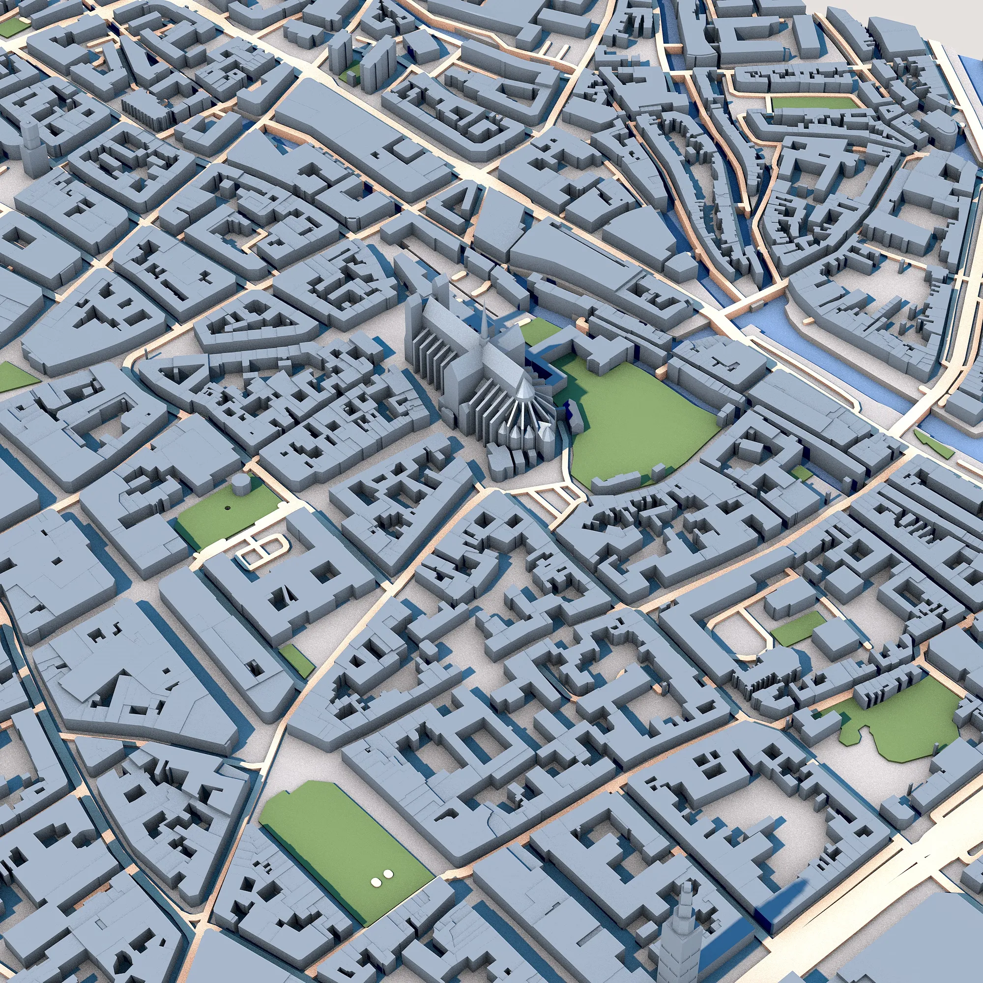 Amiens Cathedral France Map 3D Model .c4d .max .obj .3ds .fbx .stl .blend 