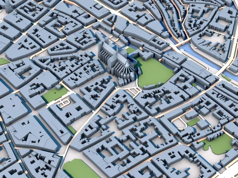 Amiens Cathedral France Map 3D Model