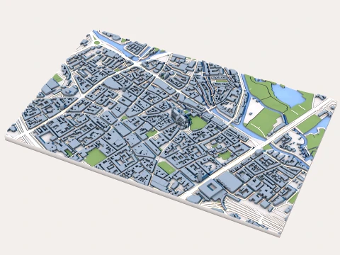 Amiens Cathedral France Map 3D Model