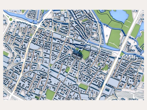 Amiens Cathedral France Map 3D Model