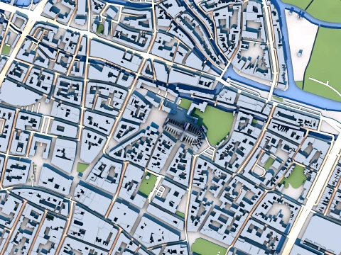Amiens Cathedral France Map 3D Model