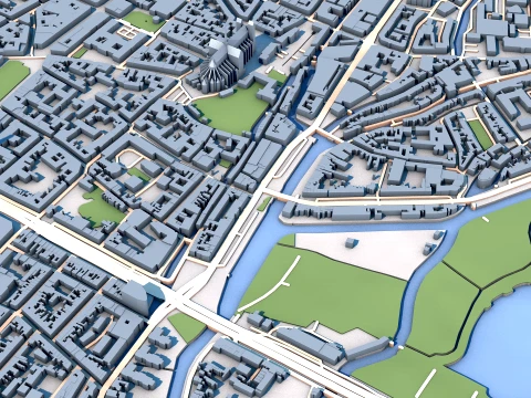 Amiens Cathedral France Map 3D Model