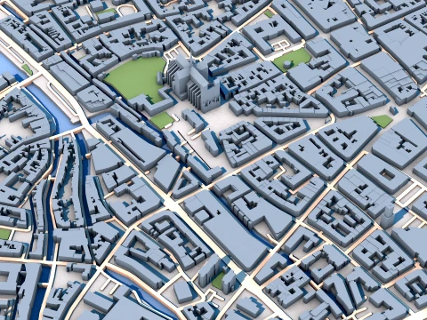 Amiens Cathedral France Map 3D Model