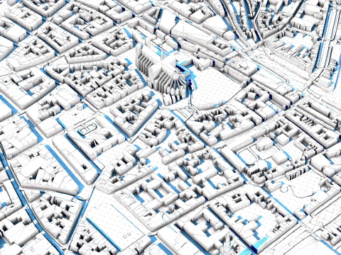 Amiens Cathedral France Map 3D Model
