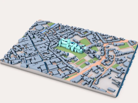 Canterbury Cathedral Great Britain Map 3D Model