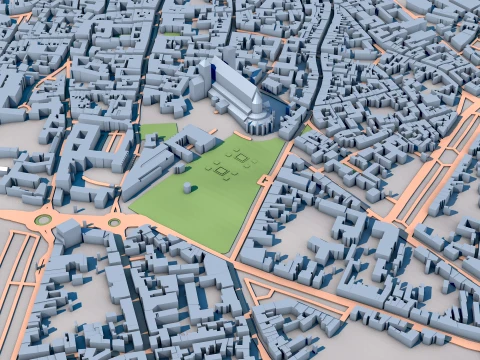 Bourges Cathedral France Map 3D Model
