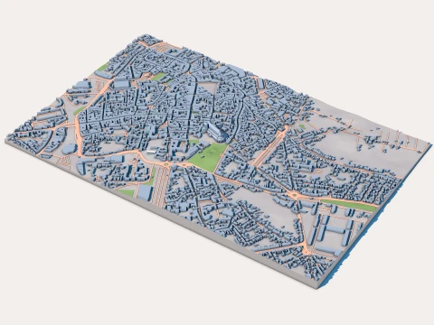 Bourges Cathedral France Map 3D Model