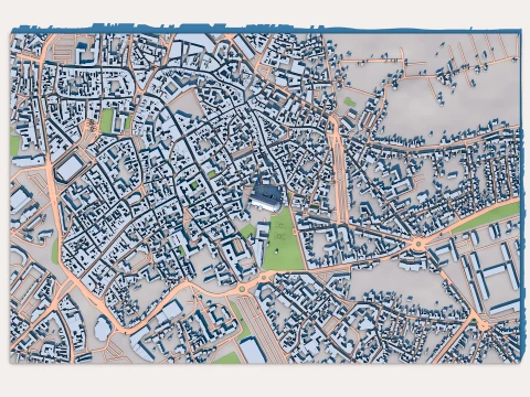 Bourges Cathedral France Map 3D Model