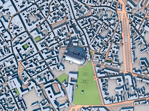 Bourges Cathedral France Map 3D Model