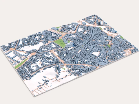 Bourges Cathedral France Map 3D Model