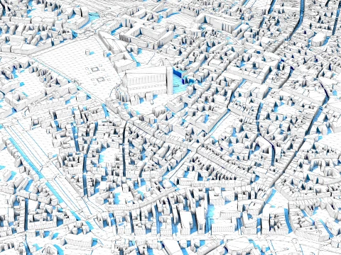 Bourges Cathedral France Map 3D Model