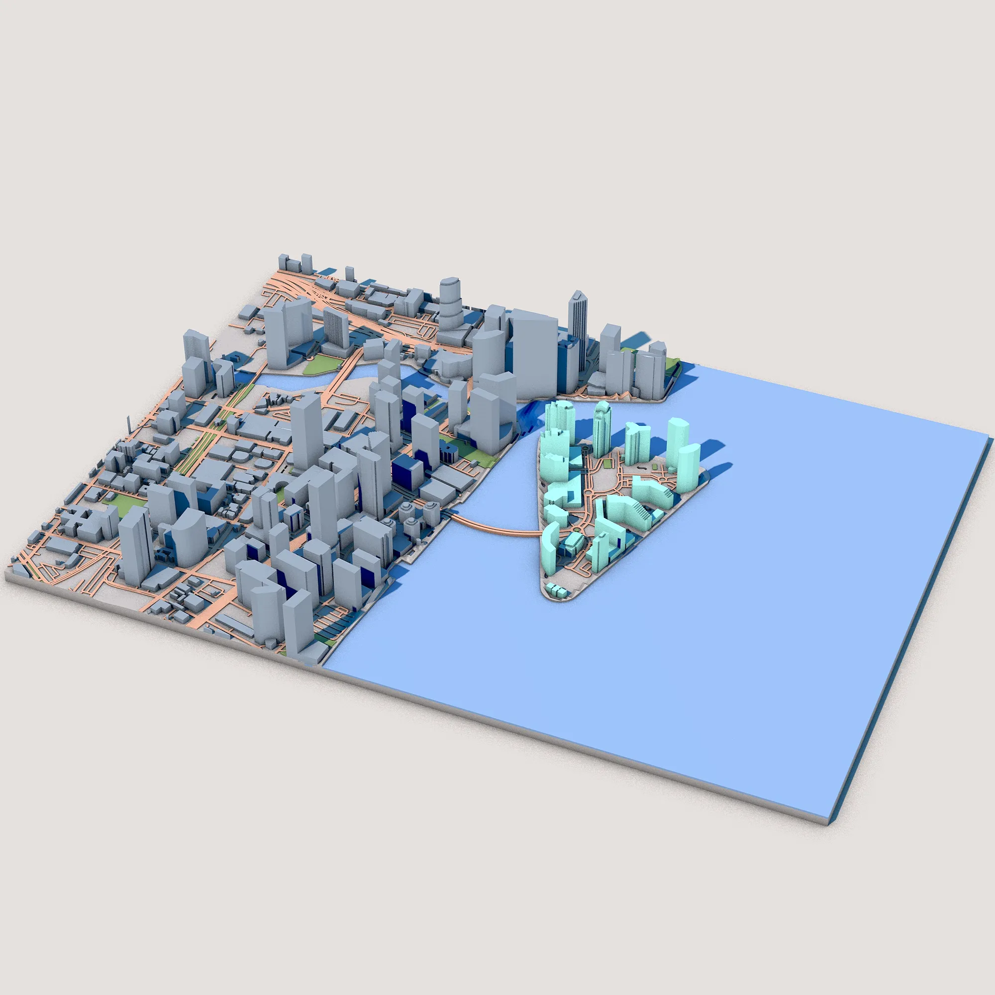 Burlingame Island Miami Florida USA Map 3D Model .c4d .max .obj .3ds .fbx .stl .blend 