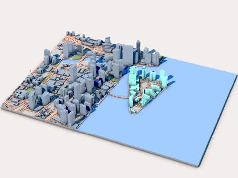 Burlingame Island Miami Florida USA Map 3D Model