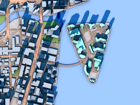 Burlingame Island Miami Florida USA Map 3D Model