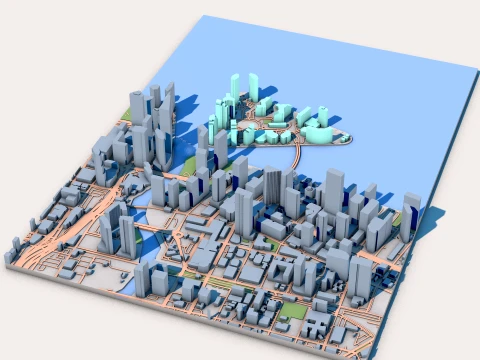 Burlingame Island Miami Florida USA Map 3D Model