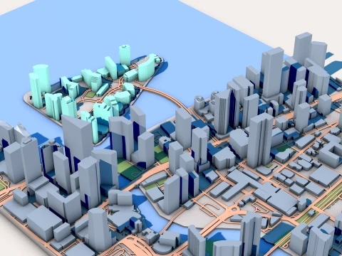 Burlingame Island Miami Florida USA Map 3D Model