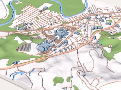 Cathedral Basilica of Our Lady Aparecida Brazil Map 3D Model