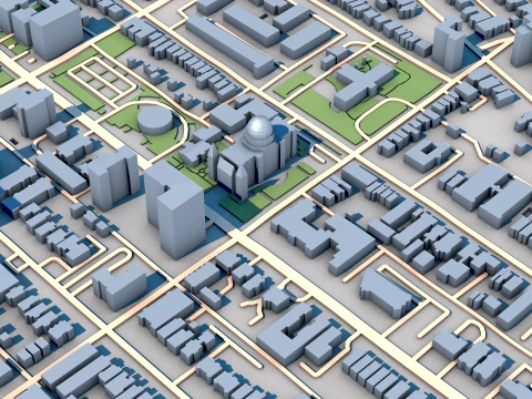 Kathedraal Basiliek van Saint Louis Verenigde Staten kaart 3D Model