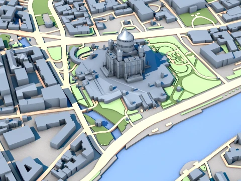 Cathedral of Christ the Saviour Moscow Russia Map 3D Model