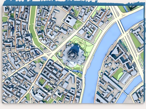 Cathedral of Christ the Saviour Moscow Russia Map 3D Model
