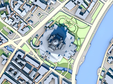 Cathedral of Christ the Saviour Moscow Russia Map 3D Model