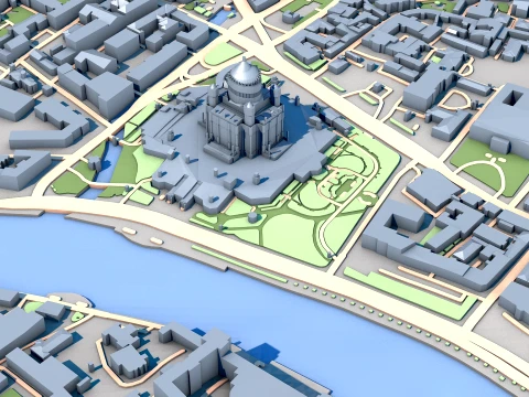 Cathedral of Christ the Saviour Moscow Russia Map 3D Model