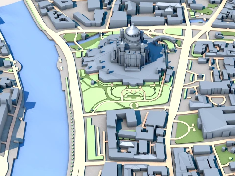 Cathedral of Christ the Saviour Moscow Russia Map 3D Model