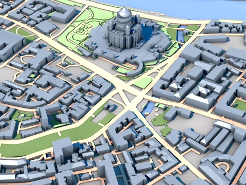 Cathedral of Christ the Saviour Moscow Russia Map 3D Model