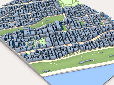 Cathedral of St John the Divine New York City Map 3D Model