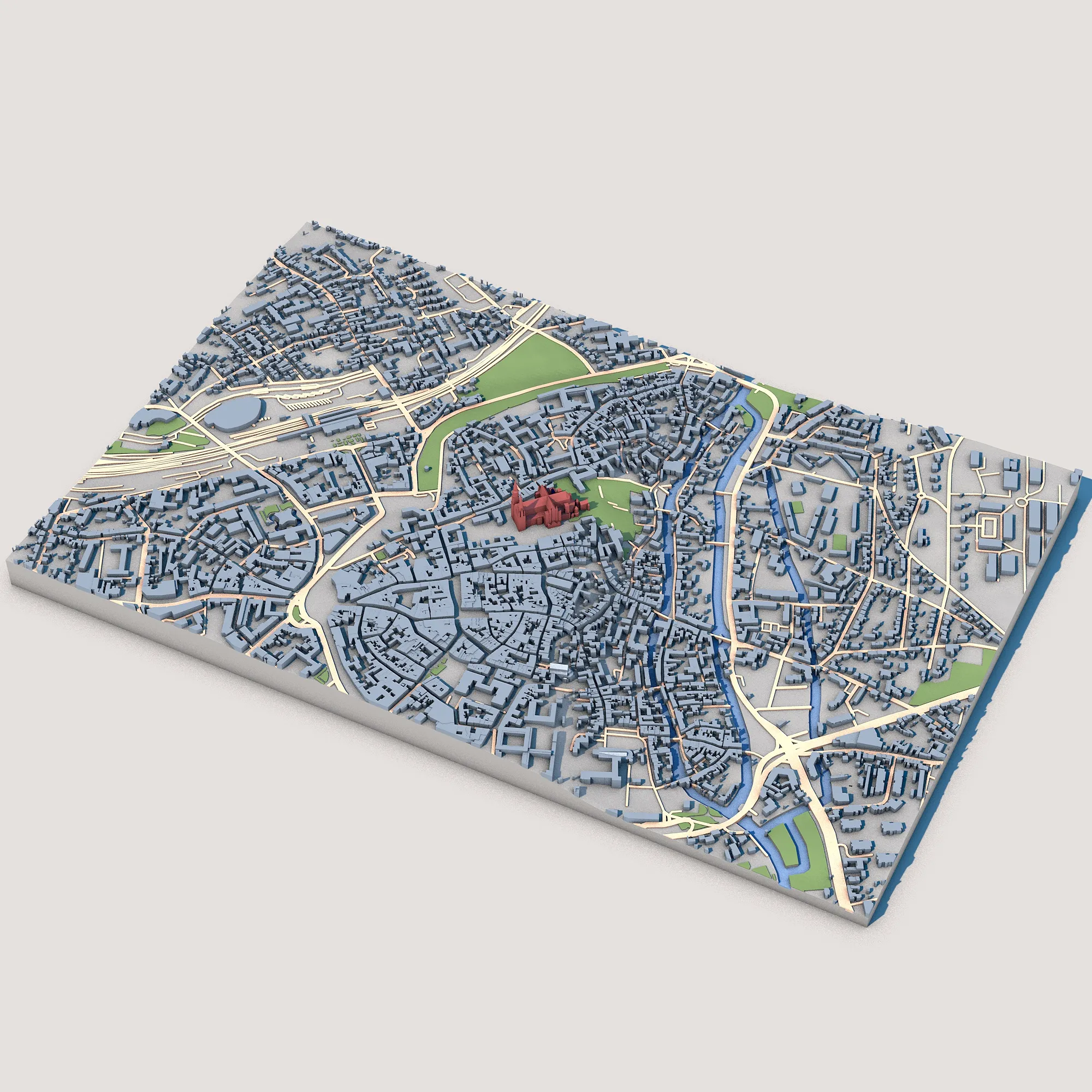 Chartres Cathedral France Map 3D Model .c4d .max .obj .3ds .fbx .stl .blend 