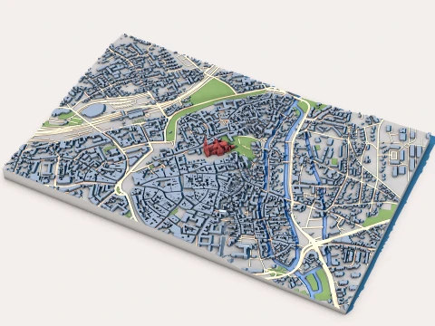 Chartres Cathedral France Map 3D Model