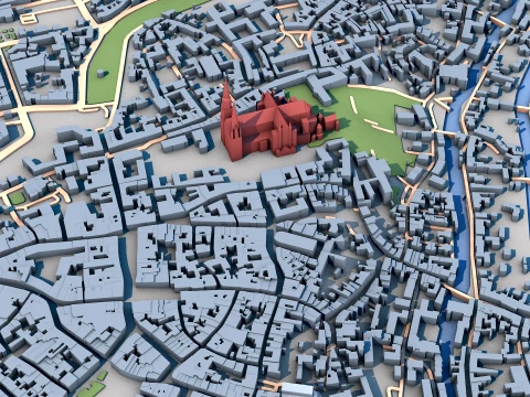 Chartres Cathedral France Map 3D Model