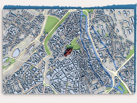 Chartres Cathedral France Map 3D Model