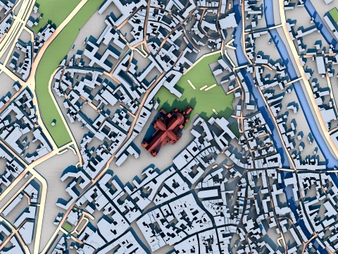 Chartres Cathedral France Map 3D Model