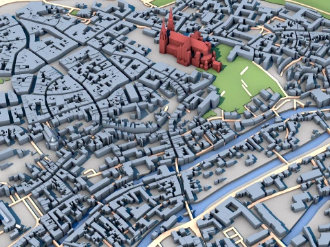 Chartres Cathedral France Map 3D Model