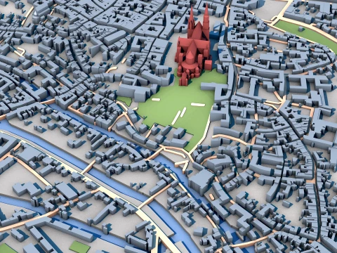 Chartres Cathedral France Map 3D Model