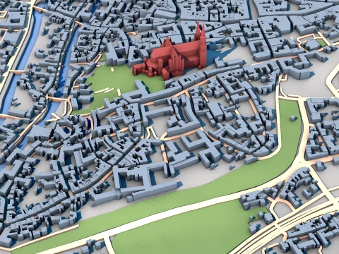 Chartres Cathedral France Map 3D Model